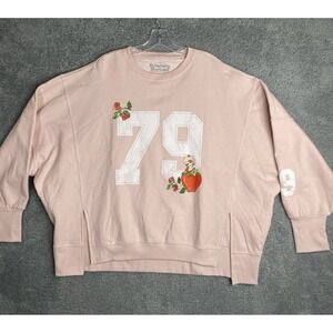 Strawberry Shortcake Oversized Sweatshirt Womens Size XL Pink Crewneck Batwings